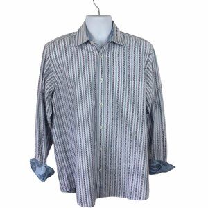Bugtachi Uomo Stripe Dress Shirt, Flip Cuffs, Med